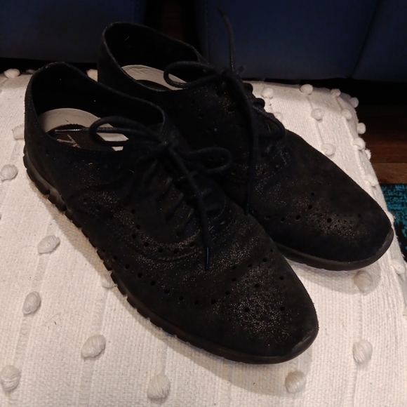 Cole Haan ZeroGrand Womens Wingtip Oxfords Black Suede Casual Shoes size 8b - Picture 1 of 7